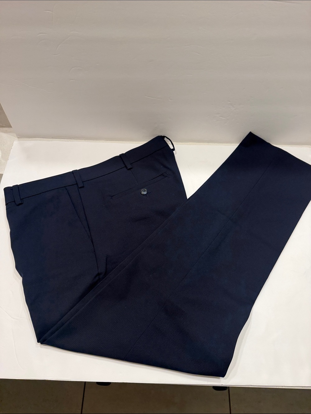 Van Heusen Navy Blue Men's Dress Pants - Slim Tapered Trousers